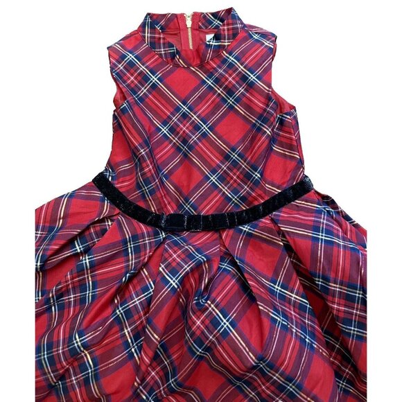 American Girl Red Plaid Metallic Black Velvet Belt Size 6 Girls Holiday Dress - Picture 3 of 14